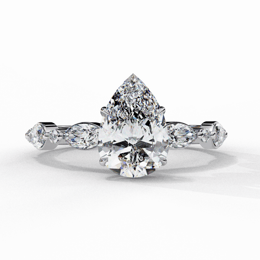 1.75 Carat Pear Endless Love Solitaire Ring in Moissanite | House of Estara