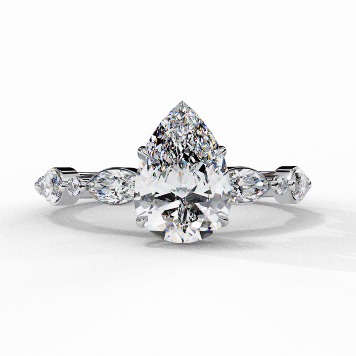 1.75 Carat Pear Endless Love Solitaire Ring in Moissanite | House of Estara