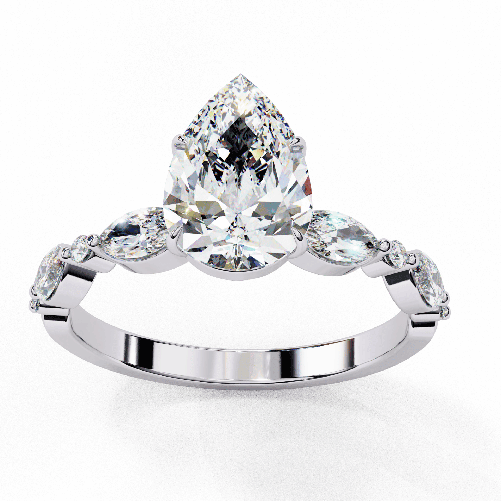 1.75 Carat Pear Endless Love Solitaire Ring in Moissanite | House of Estara