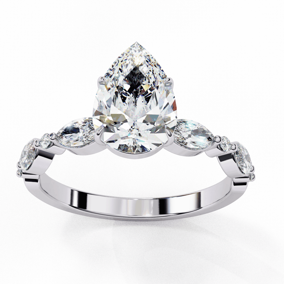 1.75 Carat Pear Endless Love Solitaire Ring in Moissanite | House of Estara