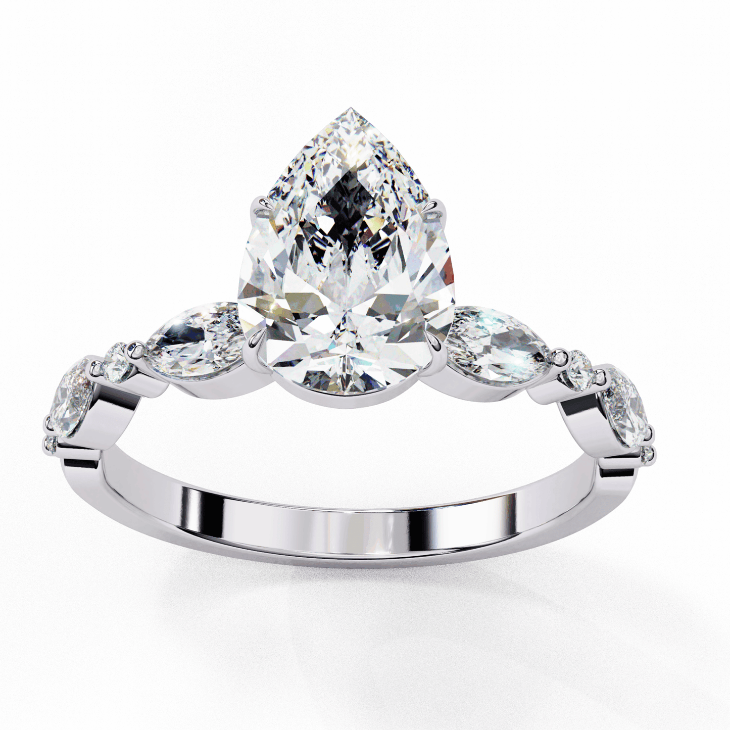 1.75 Carat Pear Endless Love Solitaire Ring in Moissanite | House of Estara
