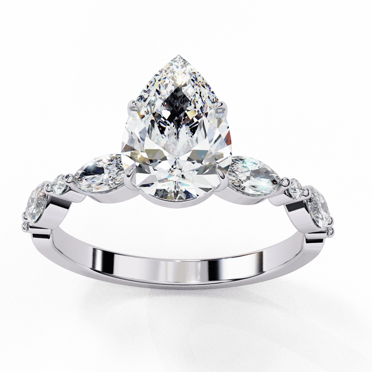1.75 Carat Pear Endless Love Solitaire Ring in Moissanite | House of Estara