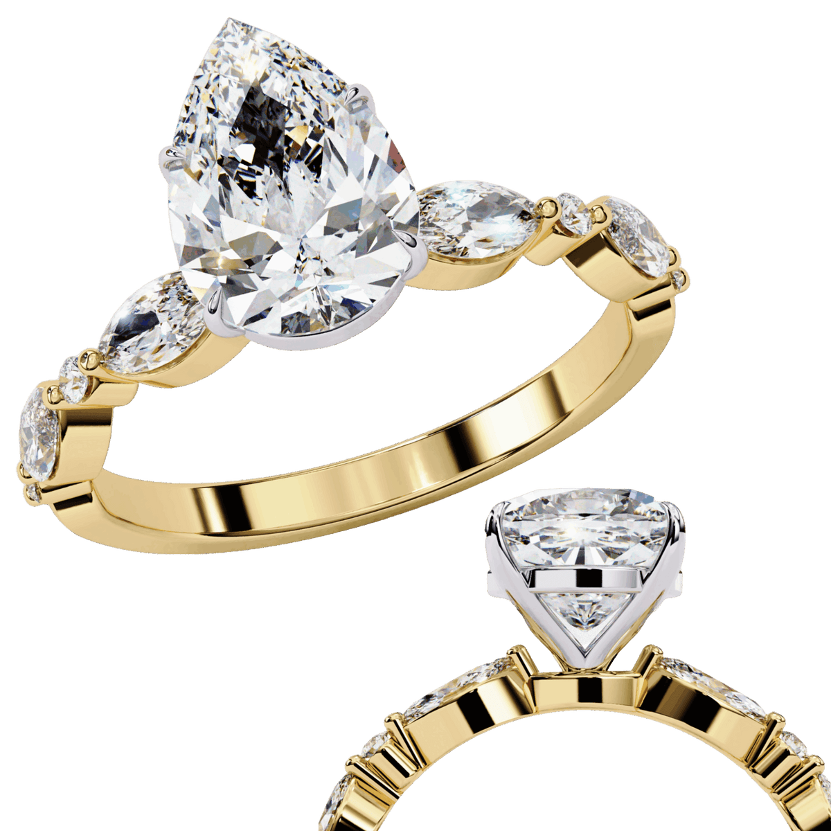 1.75 Carat Pear Endless Love Solitaire Ring in Moissanite | House of Estara