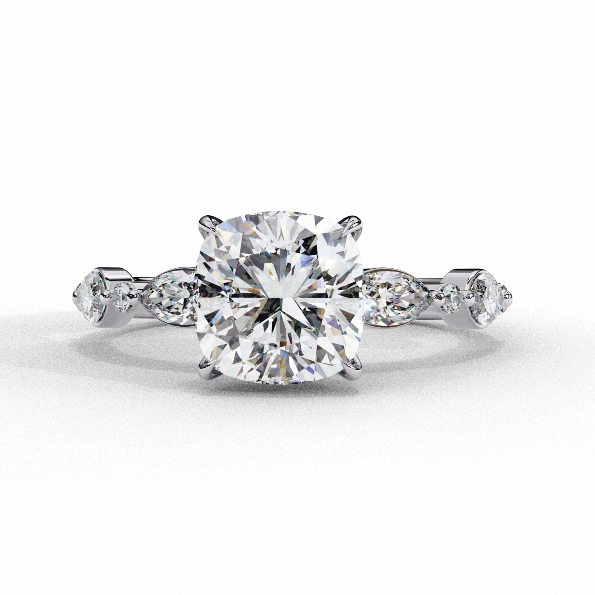 3.5 Carat Cushion Endless Love Solitaire Ring in Moissanite | House of Estara