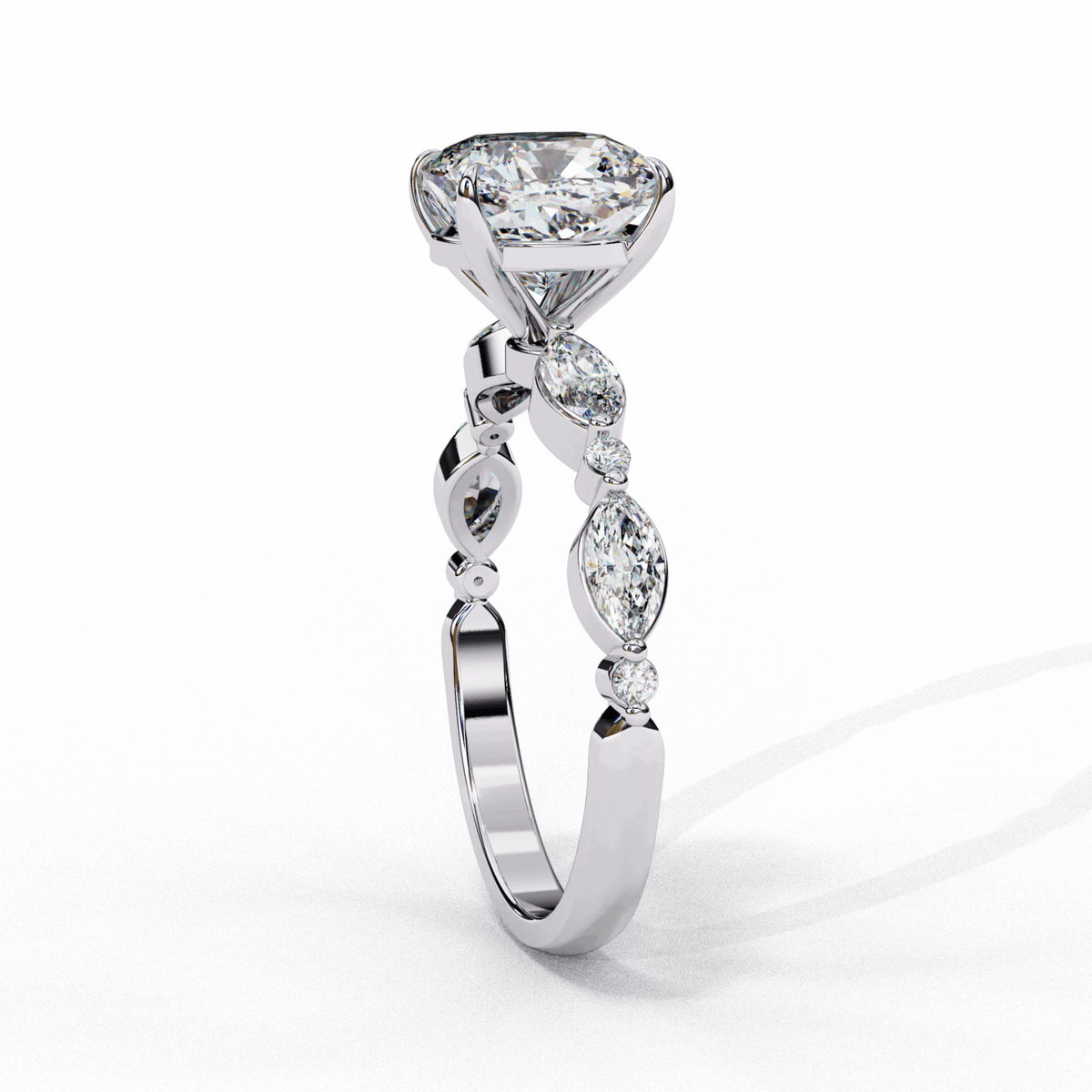 3.5 Carat Cushion Endless Love Solitaire Ring in Moissanite | House of Estara