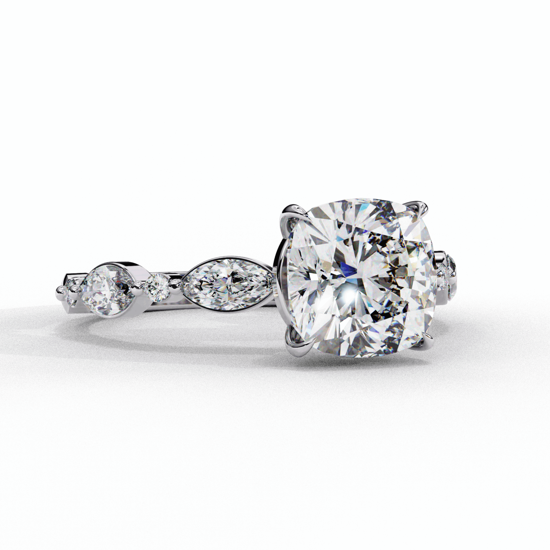 3.5 Carat Cushion Endless Love Solitaire Ring in Moissanite | House of Estara