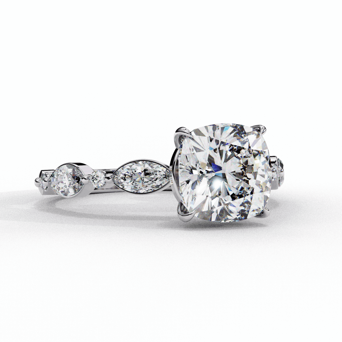 3.5 Carat Cushion Endless Love Solitaire Ring in Moissanite | House of Estara