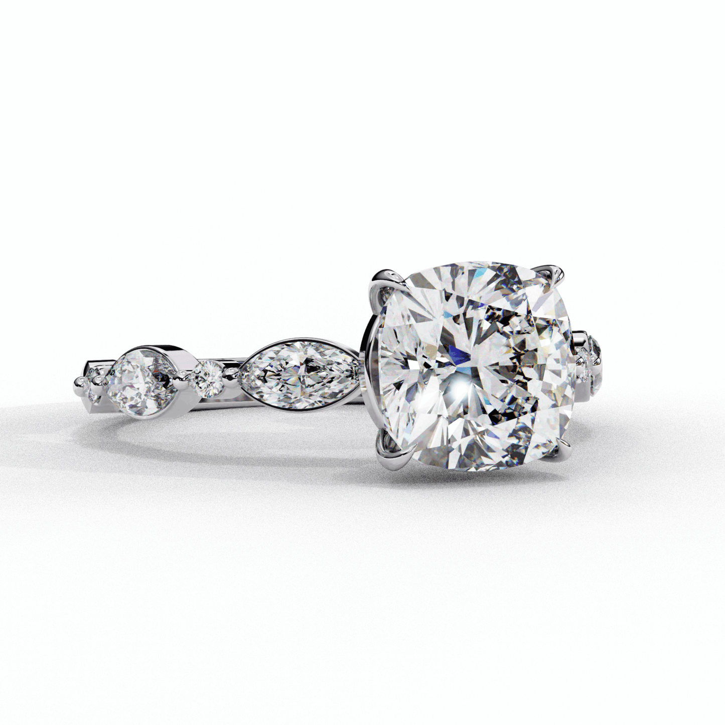 3.5 Carat Cushion Endless Love Solitaire Ring in Moissanite | House of Estara
