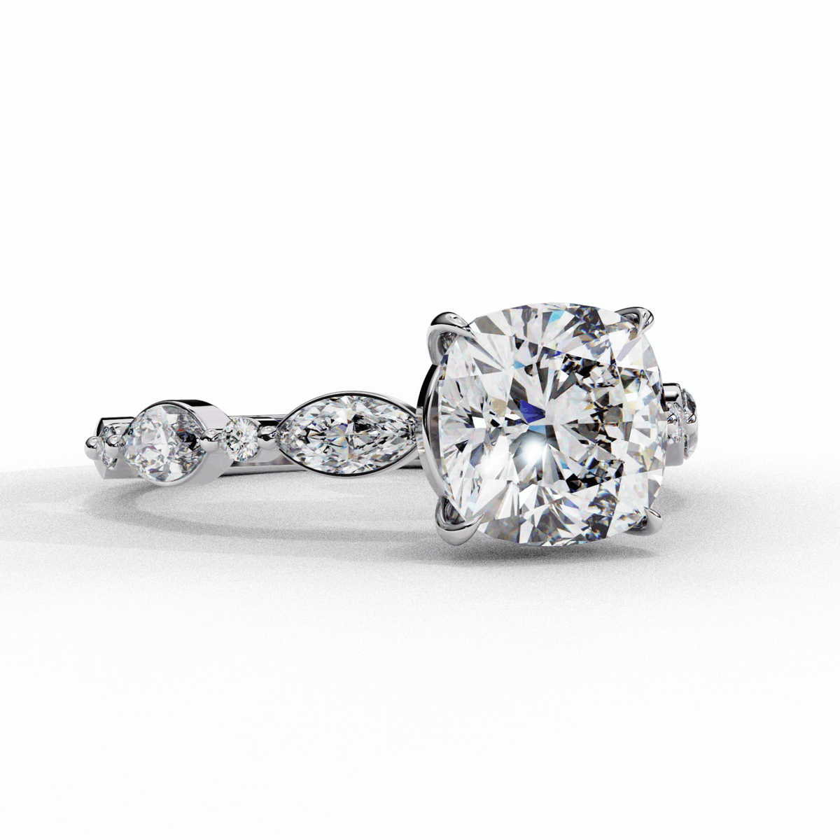 3.5 Carat Cushion Endless Love Solitaire Ring in Moissanite | House of Estara