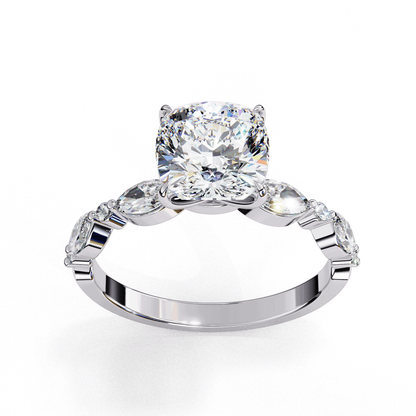 3.5 Carat Cushion Endless Love Solitaire Ring in Moissanite | House of Estara