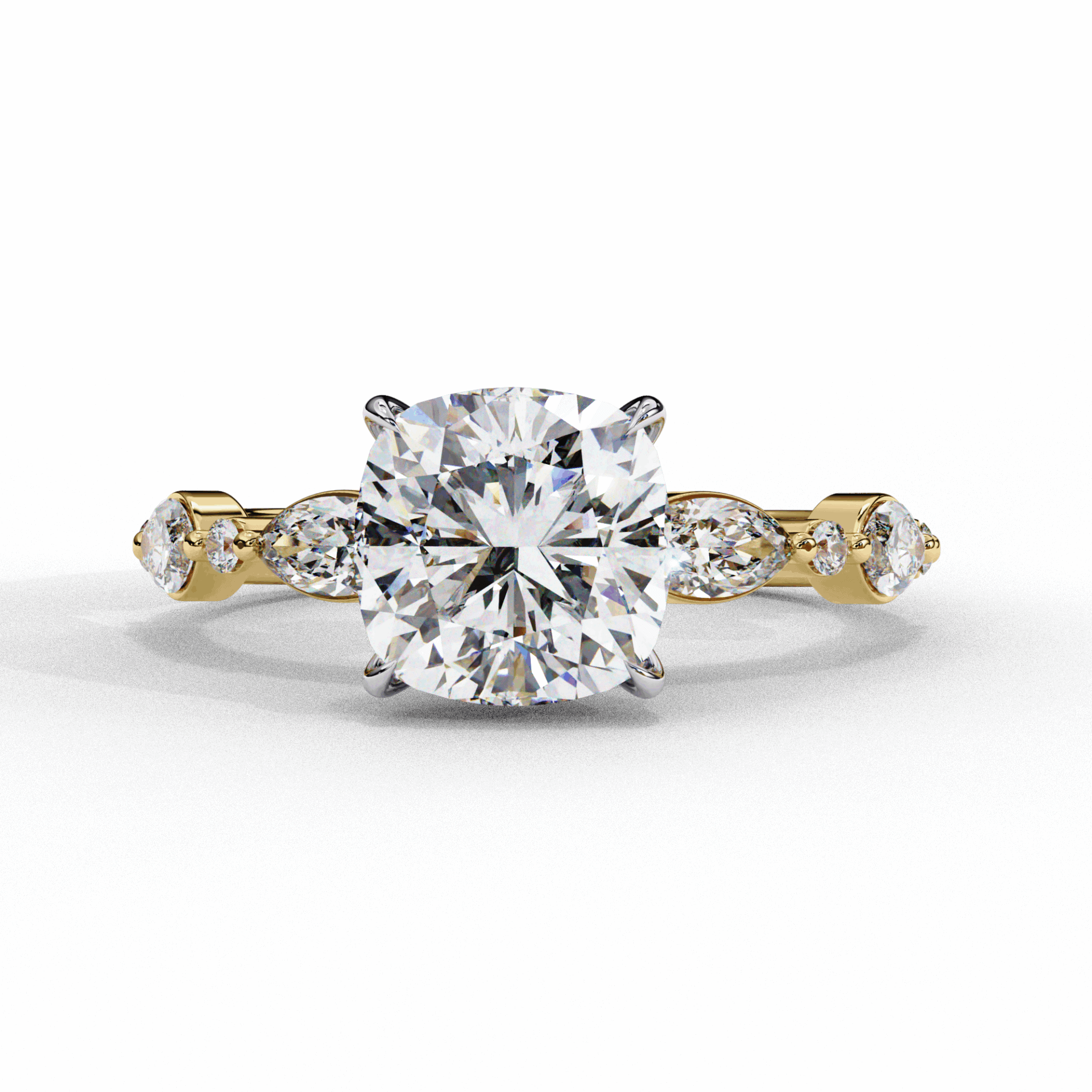 3.5 Carat Cushion Endless Love Solitaire Ring in Moissanite | House of Estara
