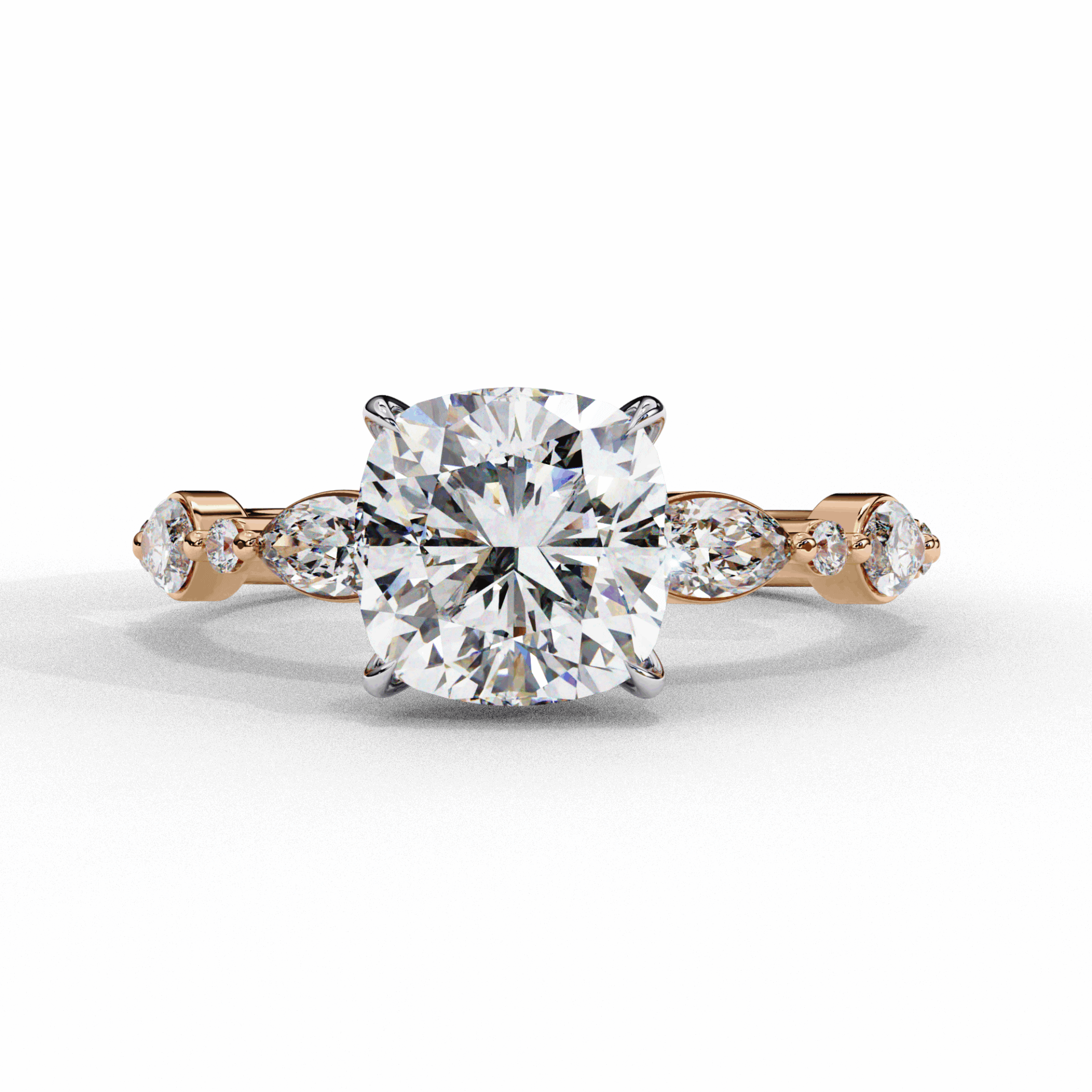 3.5 Carat Cushion Endless Love Solitaire Ring in Moissanite | House of Estara