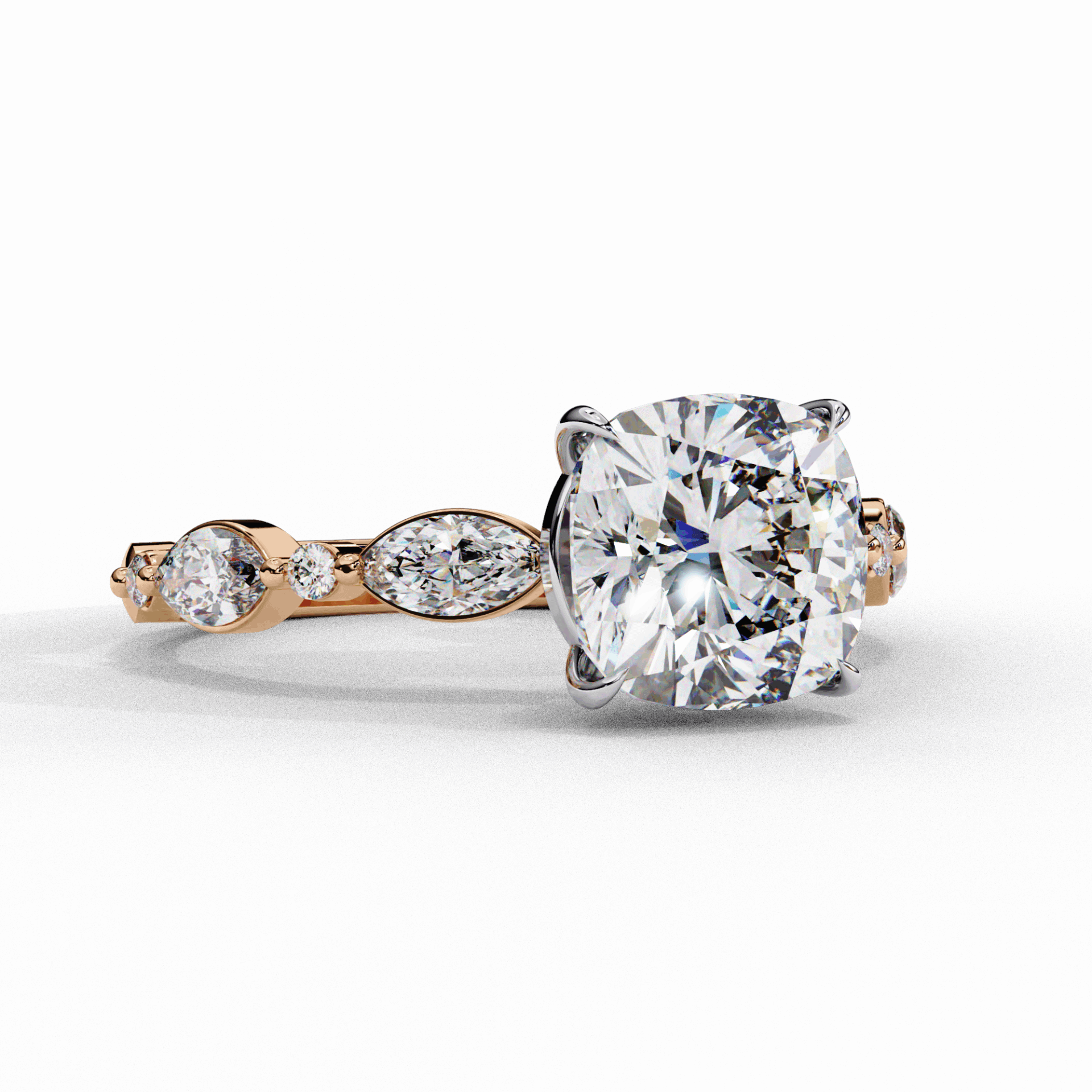 3.5 Carat Cushion Endless Love Solitaire Ring in Moissanite | House of Estara