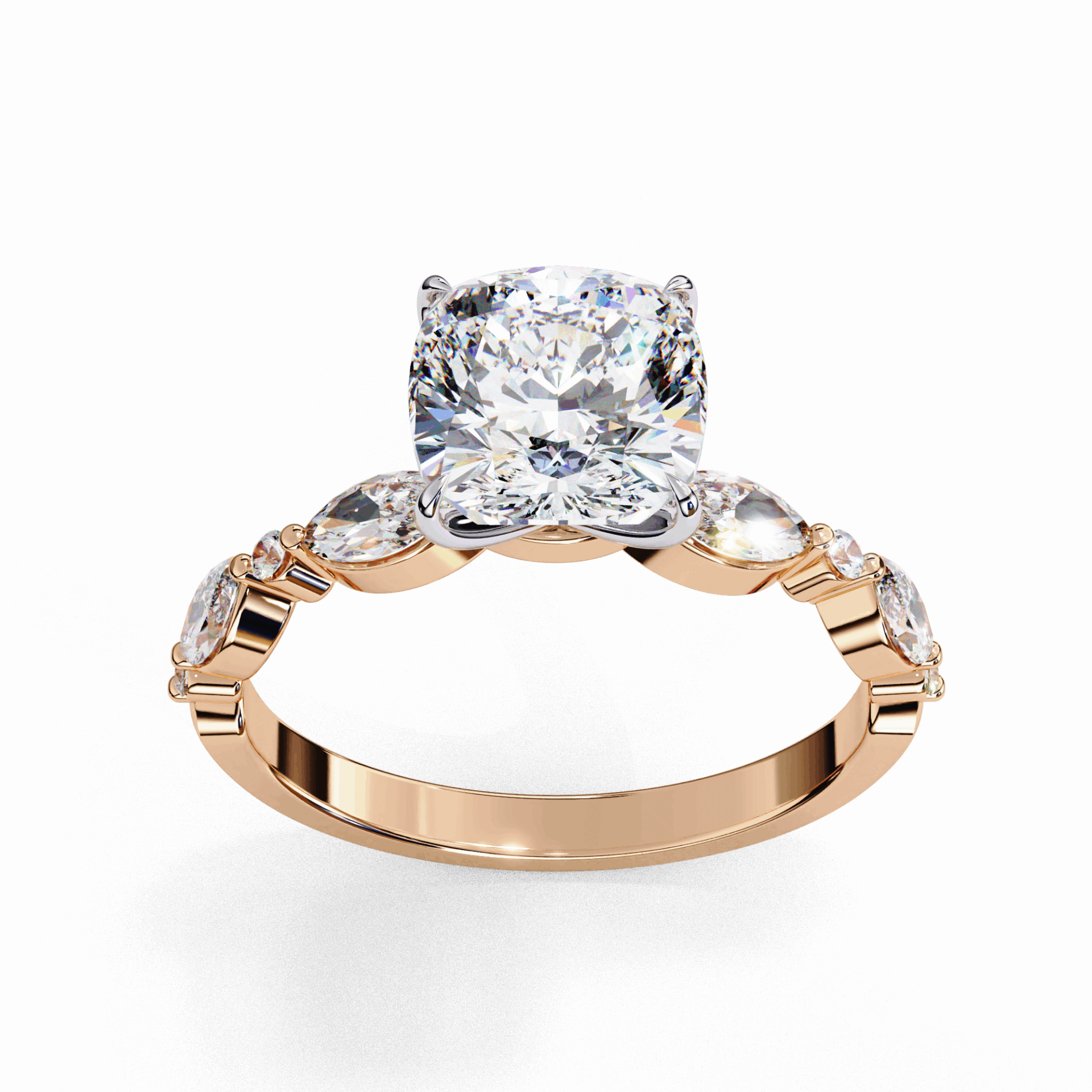 3.5 Carat Cushion Endless Love Solitaire Ring in Moissanite | House of Estara