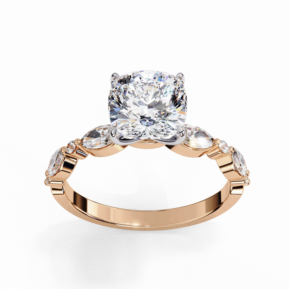 3.5 Carat Cushion Endless Love Solitaire Ring in Moissanite | House of Estara