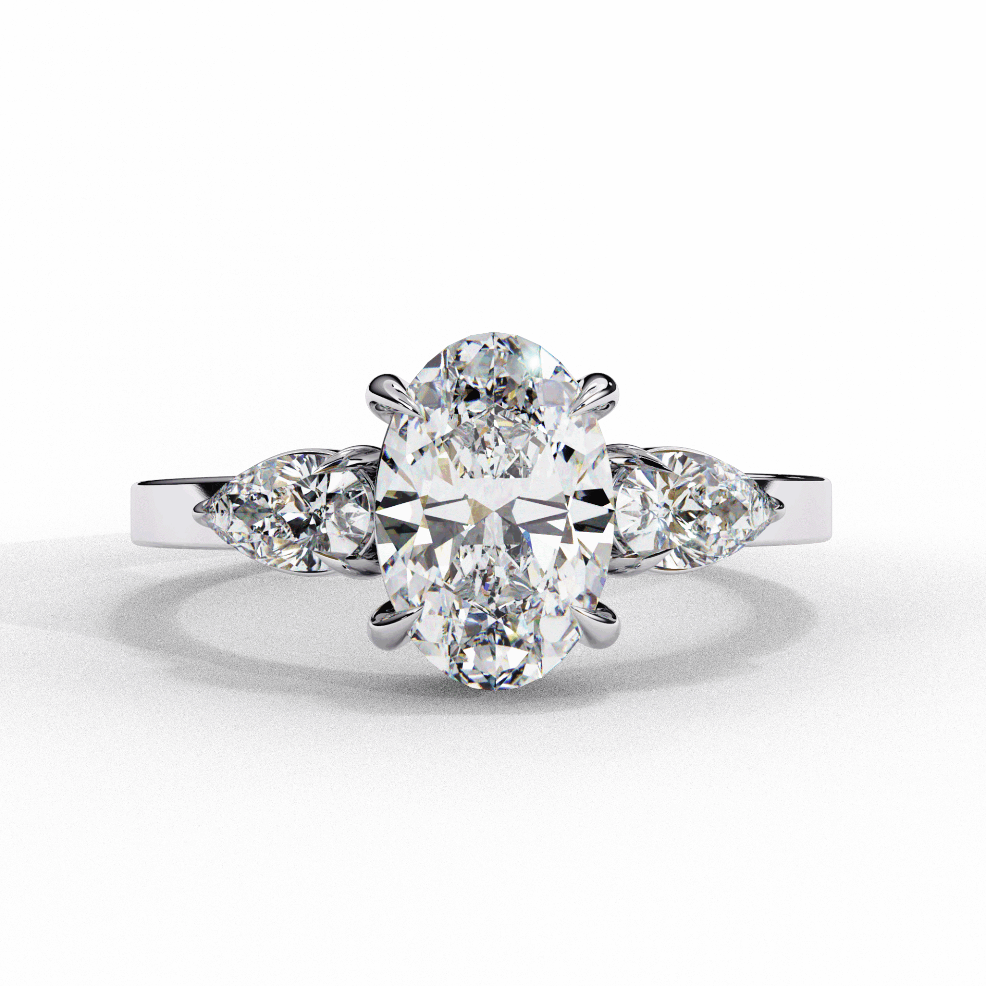 1.5 Carat Oval Three Stone Solitaire Ring in Moissanite | House of Estara