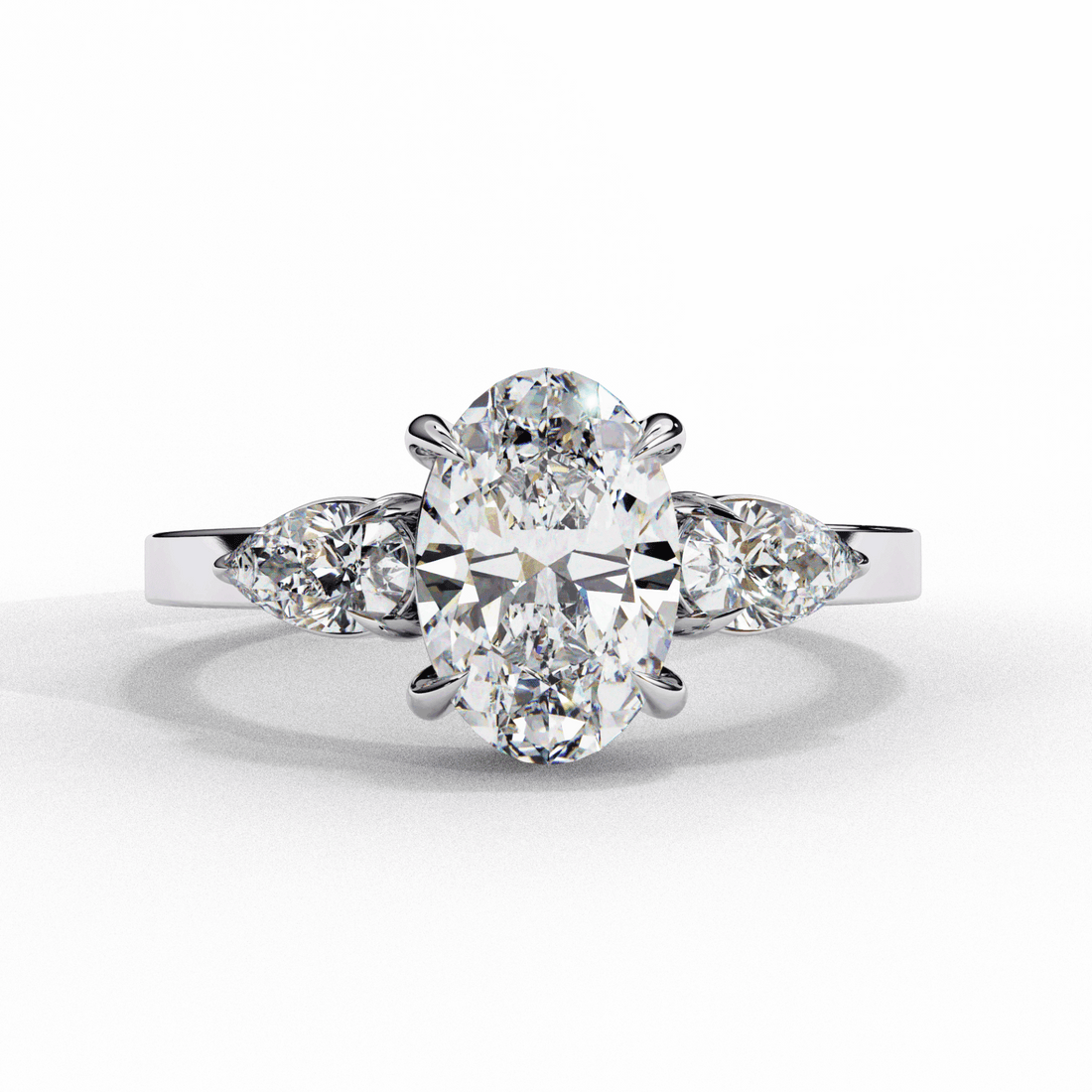 1.5 Carat Oval Three Stone Solitaire Ring in Moissanite | House of Estara