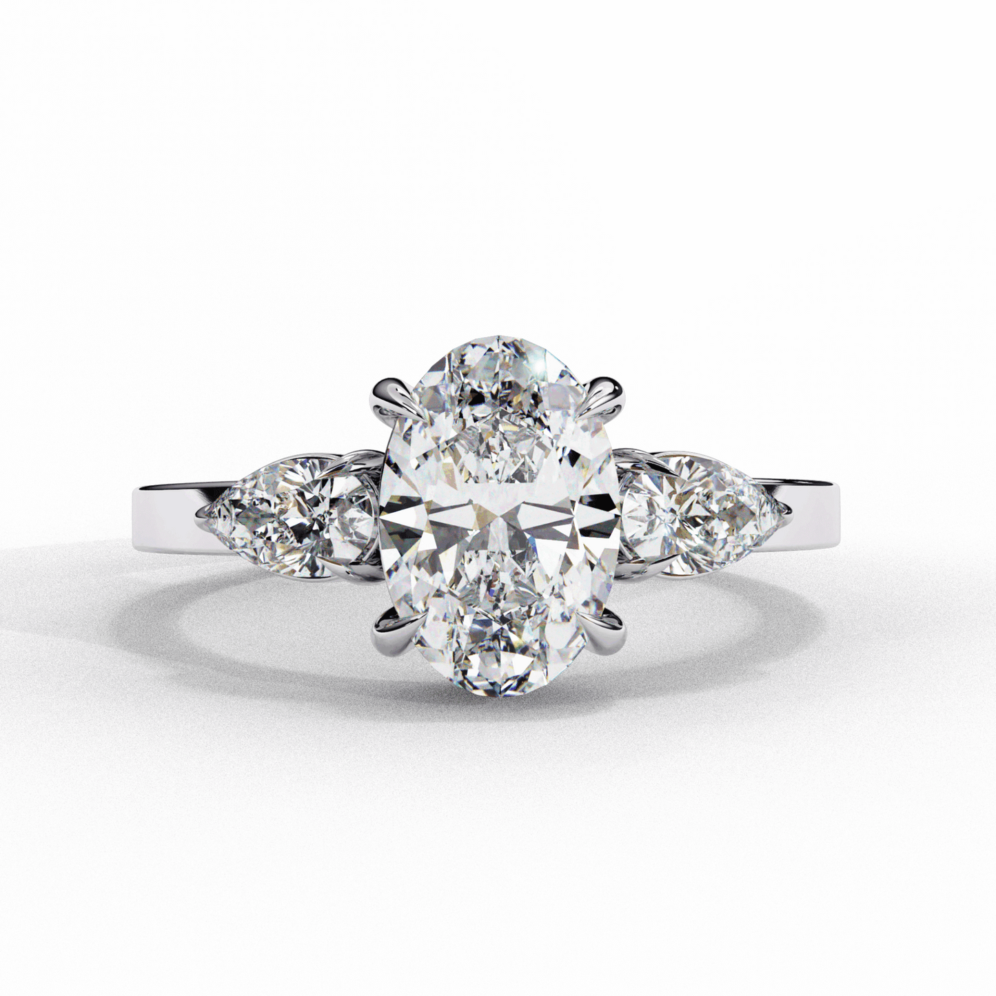 1.5 Carat Oval Three Stone Solitaire Ring in Moissanite | House of Estara