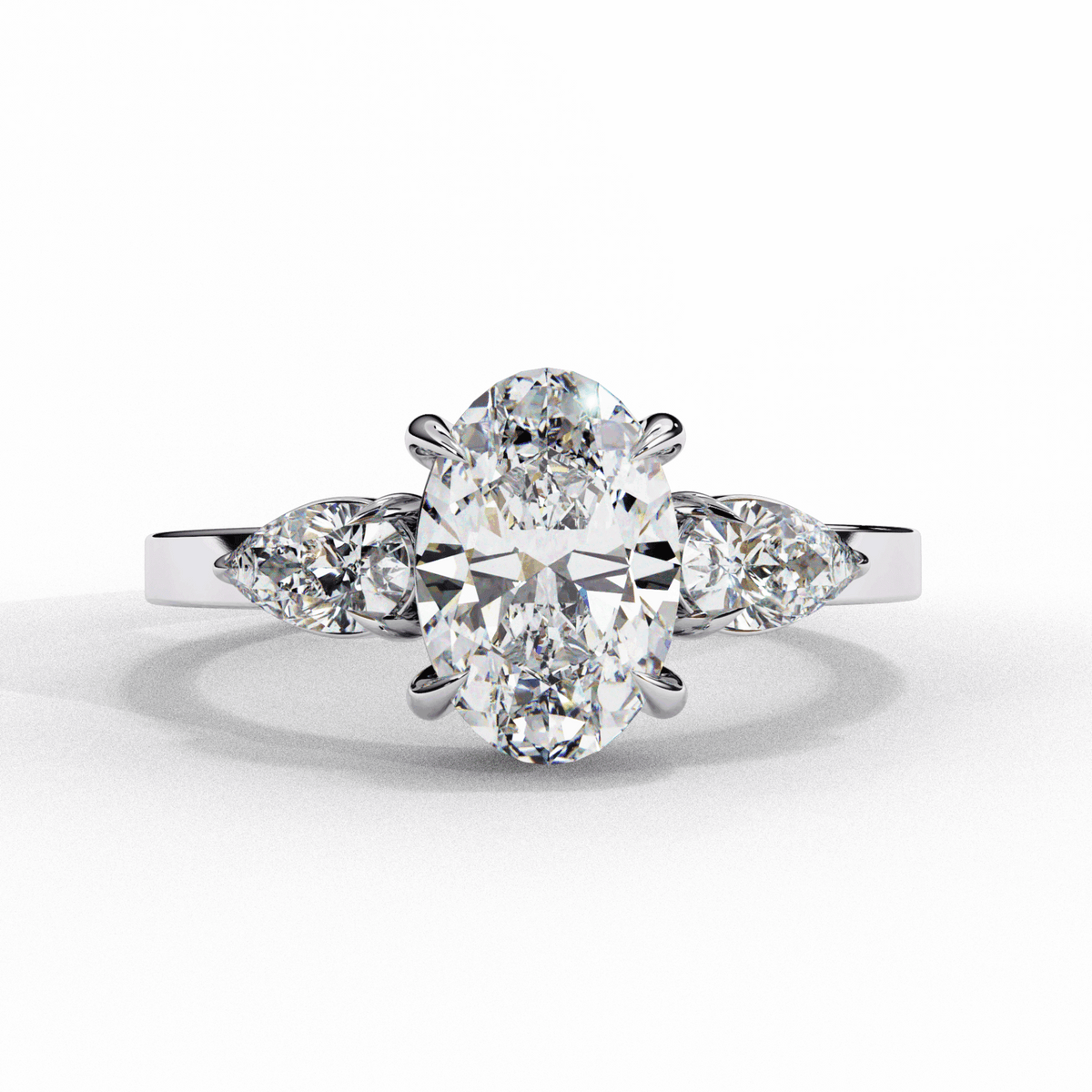 1.5 Carat Oval Three Stone Solitaire Ring in Moissanite | House of Estara