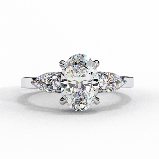 1.5 Carat Oval Three Stone Solitaire Ring in Moissanite | House of Estara