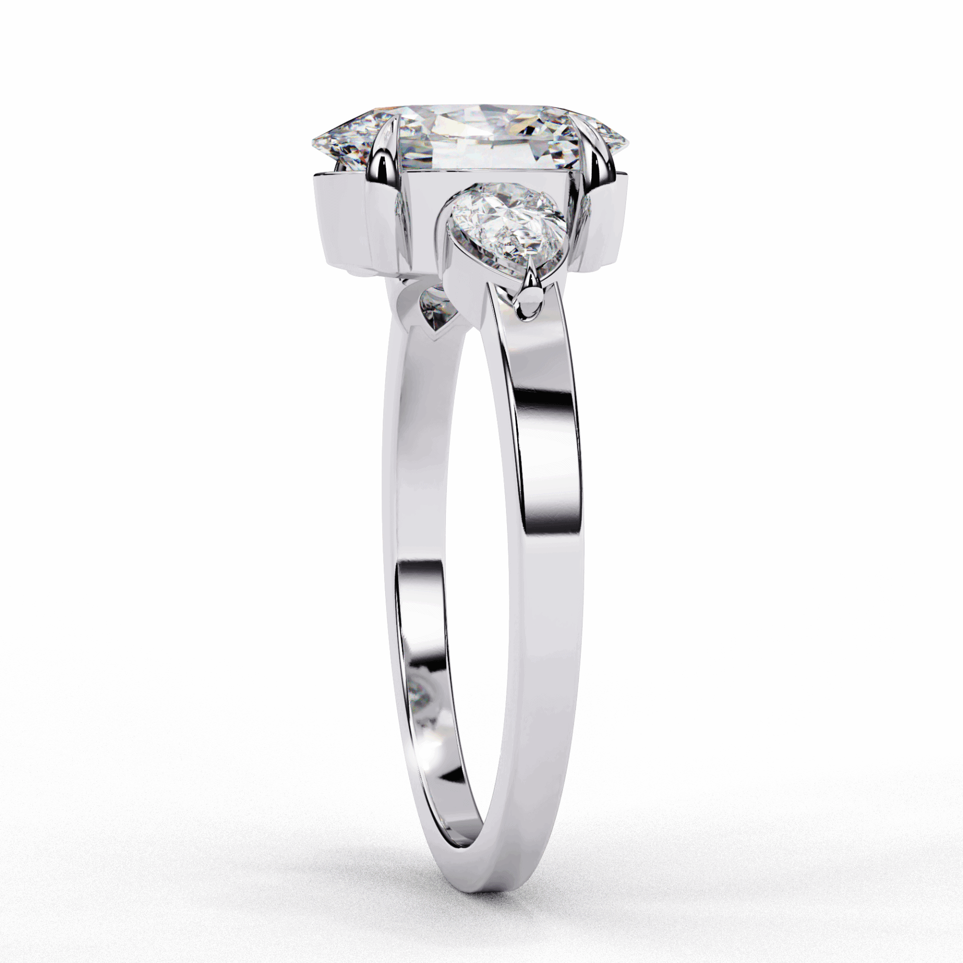 1.5 Carat Oval Three Stone Solitaire Ring in Moissanite | House of Estara
