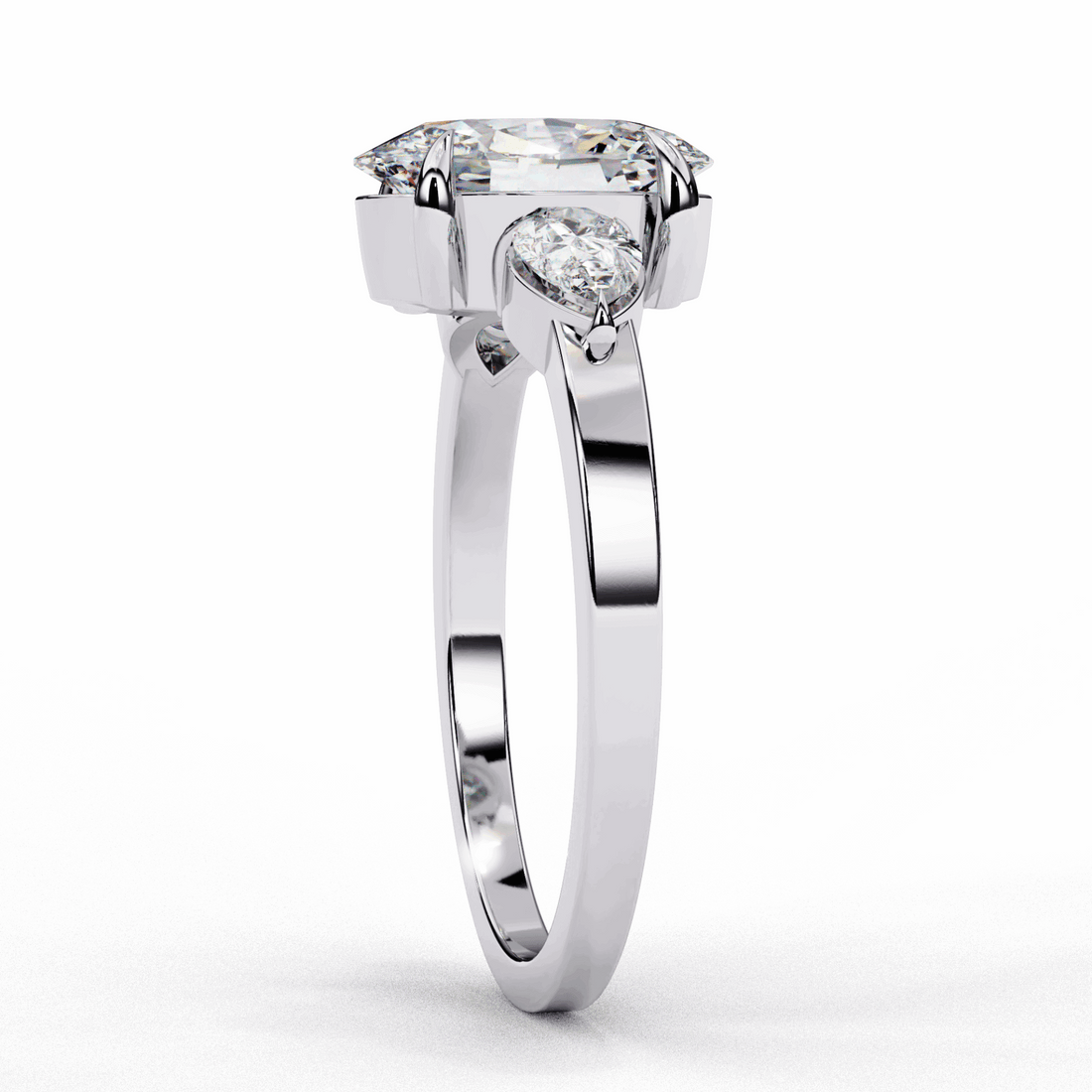 1.5 Carat Oval Three Stone Solitaire Ring in Moissanite | House of Estara