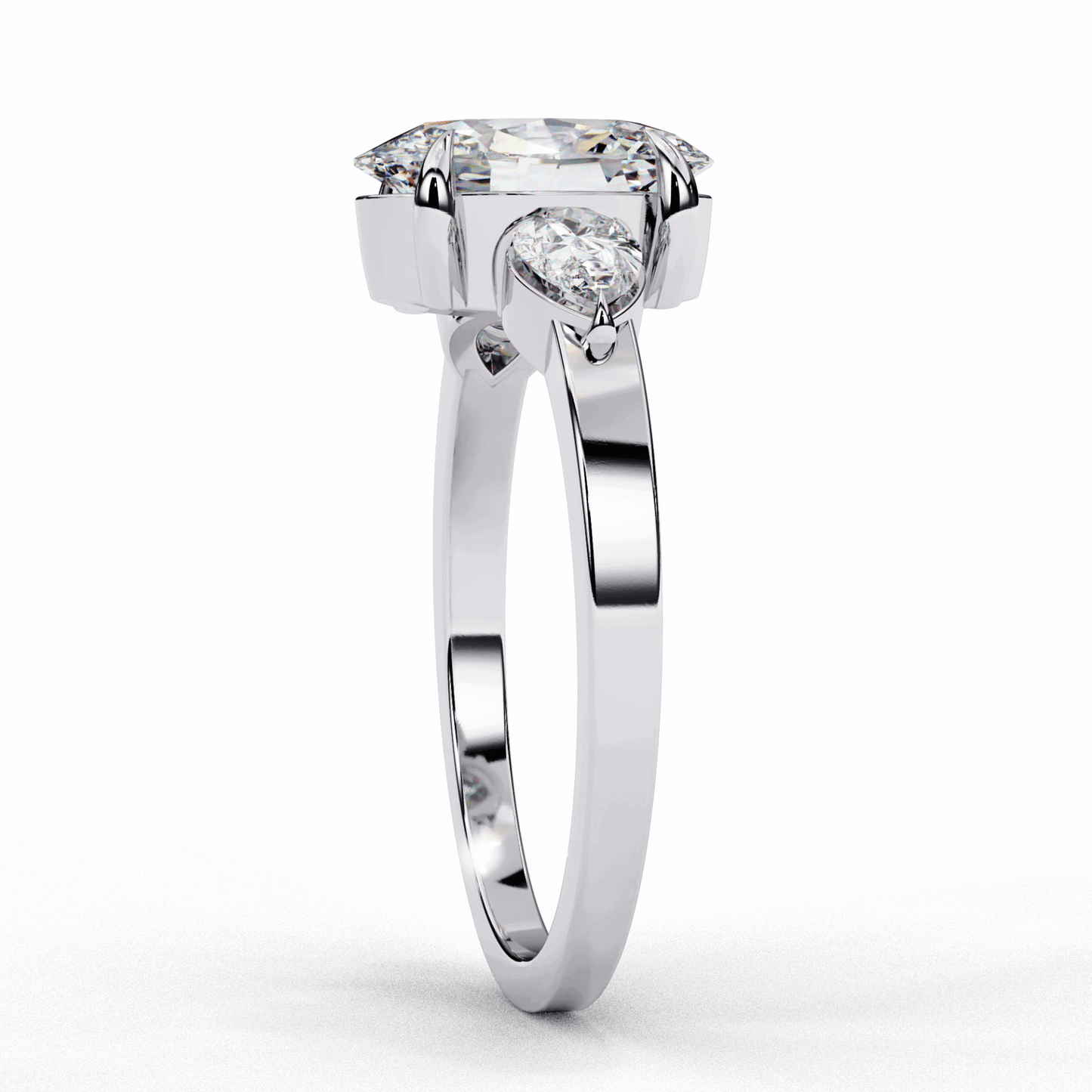 1.5 Carat Oval Three Stone Solitaire Ring in Moissanite | House of Estara