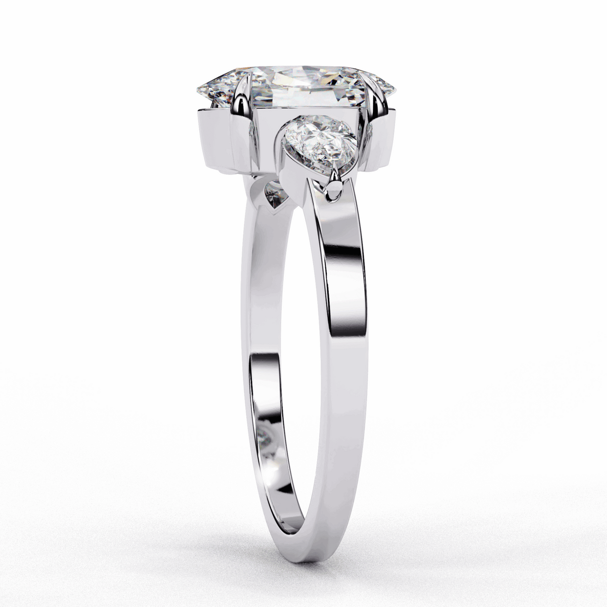 1.5 Carat Oval Three Stone Solitaire Ring in Moissanite | House of Estara