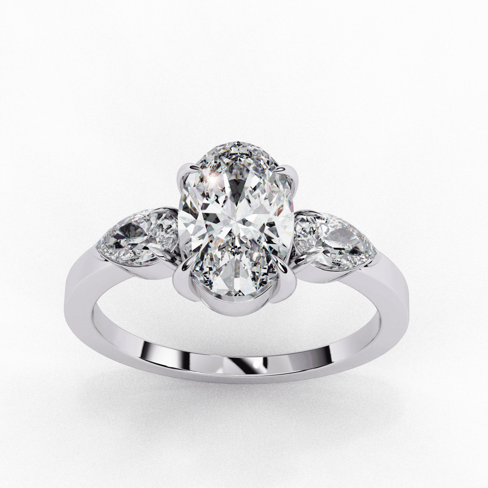 1.5 Carat Oval Three Stone Solitaire Ring in Moissanite | House of Estara