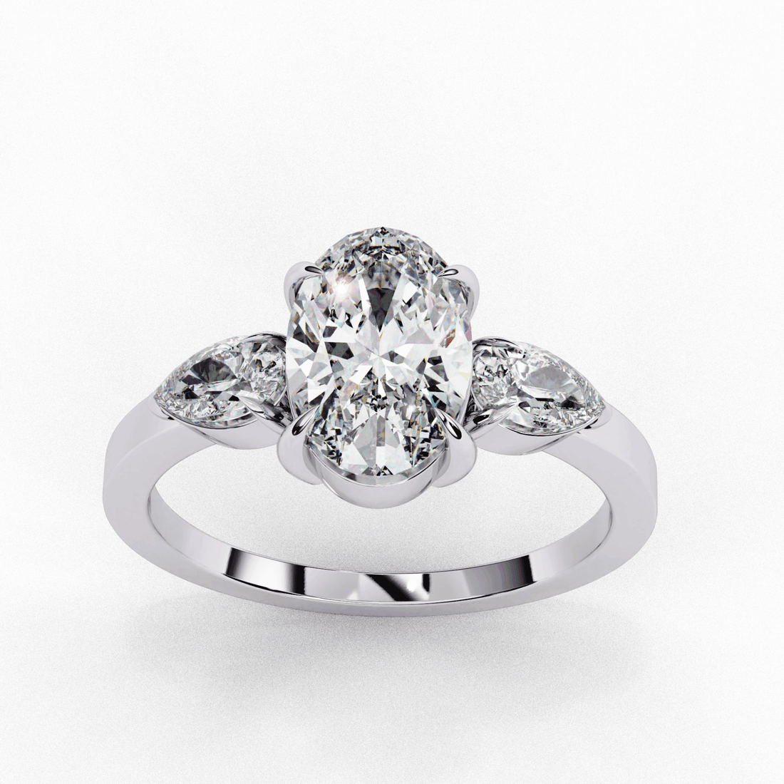 1.5 Carat Oval Three Stone Solitaire Ring in Moissanite | House of Estara