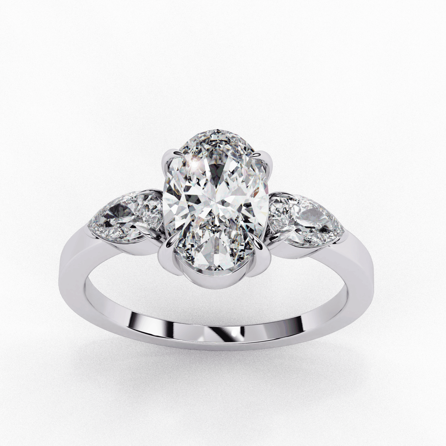 1.5 Carat Oval Three Stone Solitaire Ring in Moissanite | House of Estara