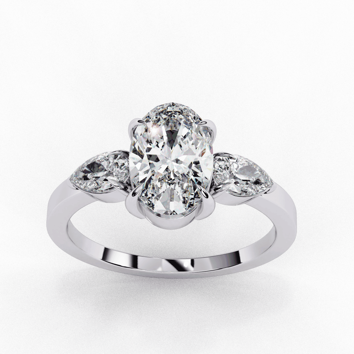 1.5 Carat Oval Three Stone Solitaire Ring in Moissanite | House of Estara