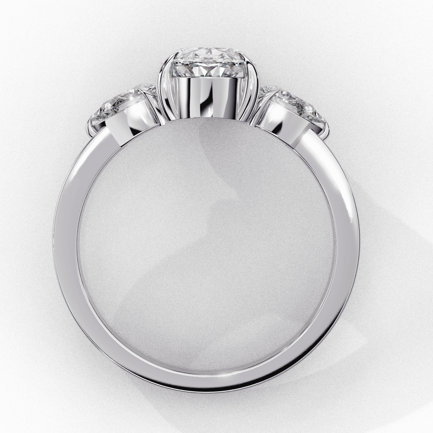 1.5 Carat Oval Three Stone Solitaire Ring in Moissanite | House of Estara