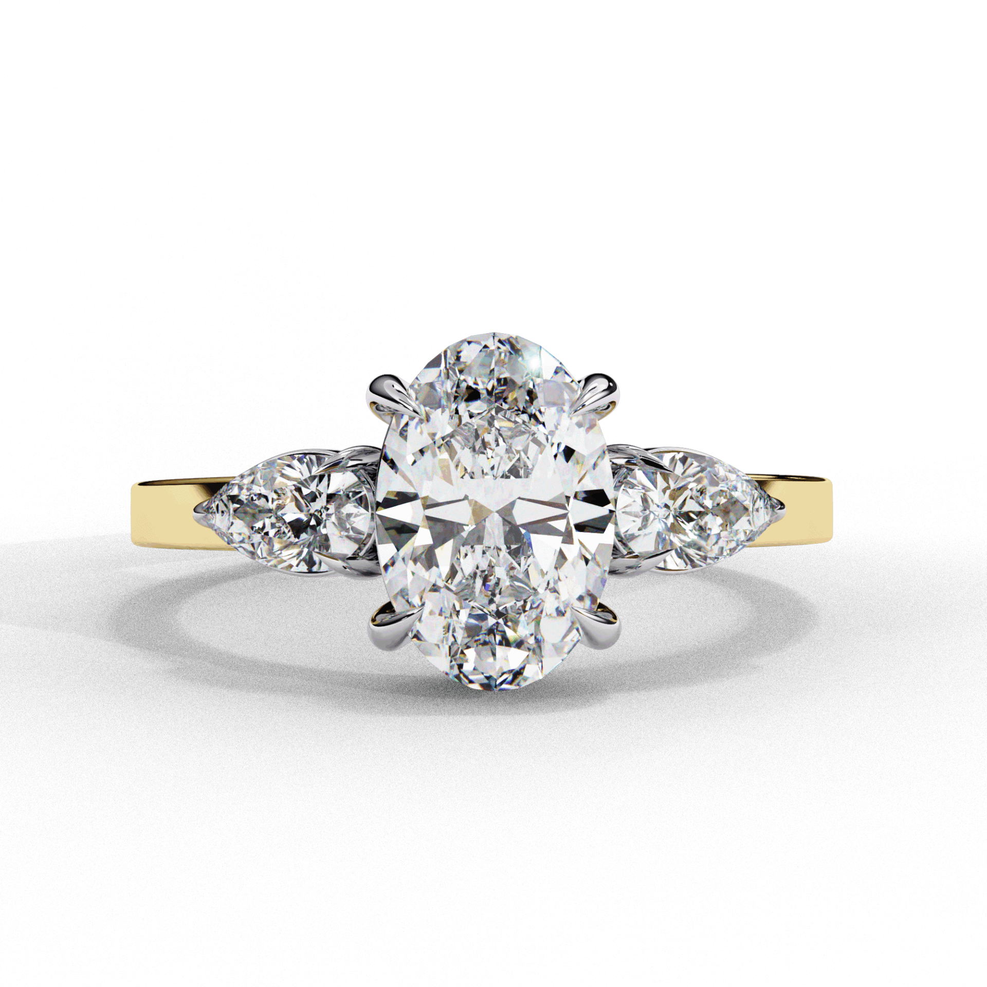 1.5 Carat Oval Three Stone Solitaire Ring in Moissanite | House of Estara