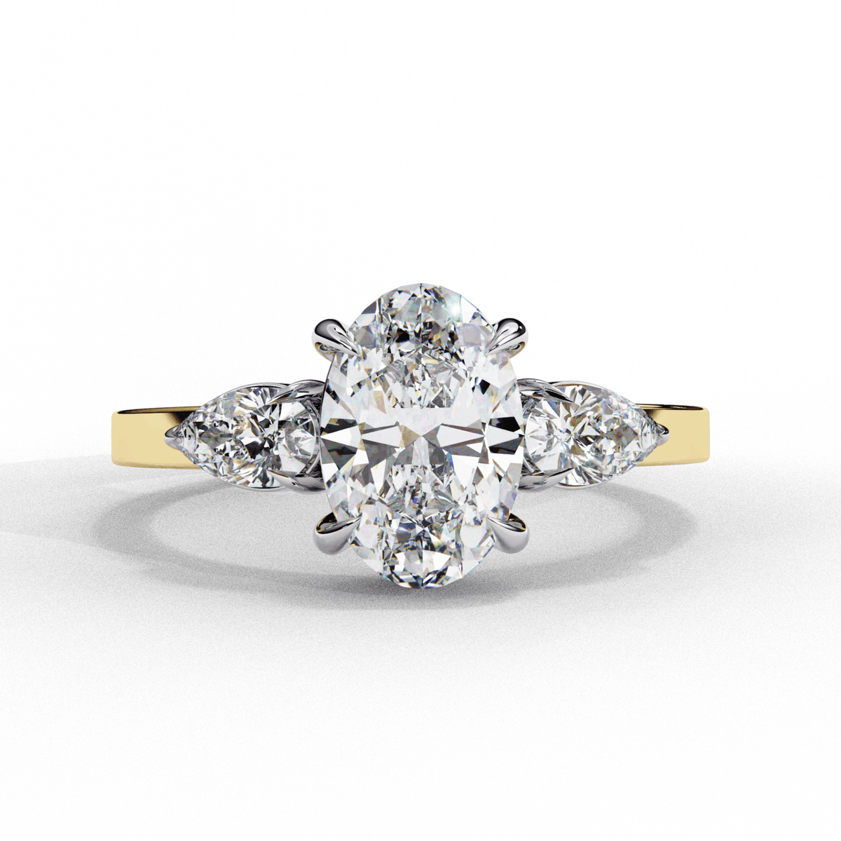 1.5 Carat Oval Three Stone Solitaire Ring in Moissanite | House of Estara
