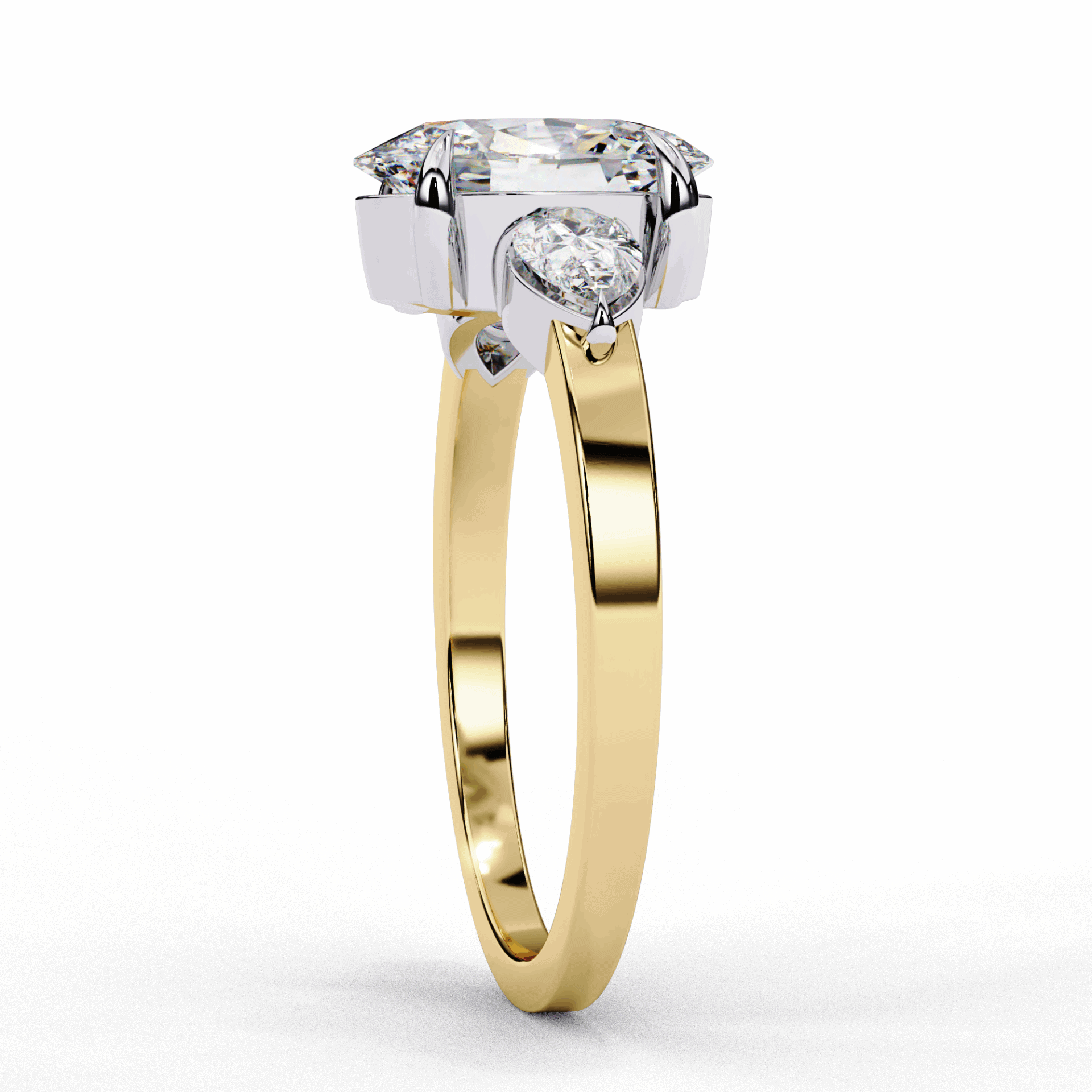 1.5 Carat Oval Three Stone Solitaire Ring in Moissanite | House of Estara