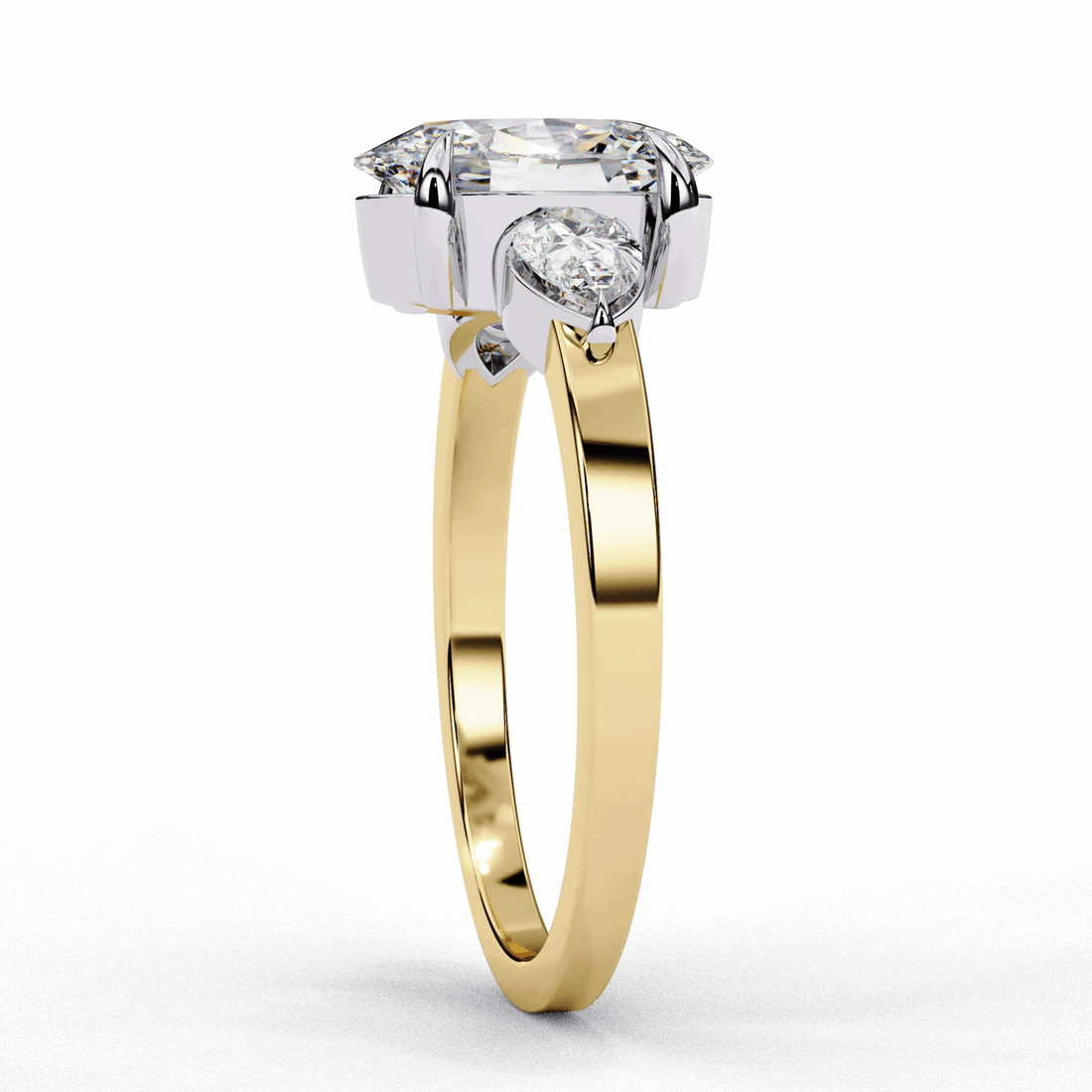 1.5 Carat Oval Three Stone Solitaire Ring in Moissanite | House of Estara