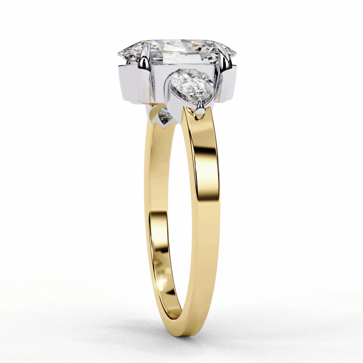 1.5 Carat Oval Three Stone Solitaire Ring in Moissanite | House of Estara