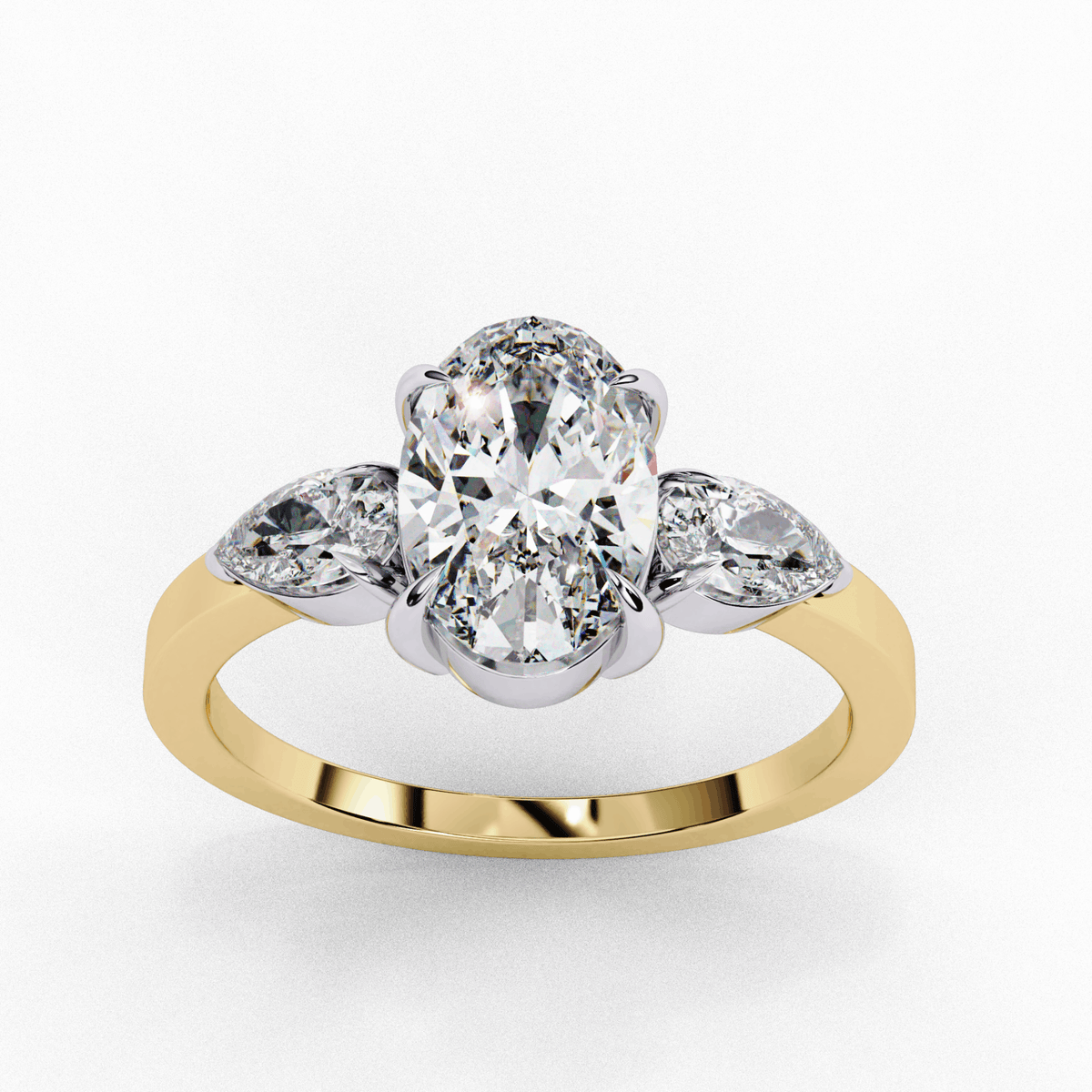 1.5 Carat Oval Three Stone Solitaire Ring in Moissanite | House of Estara