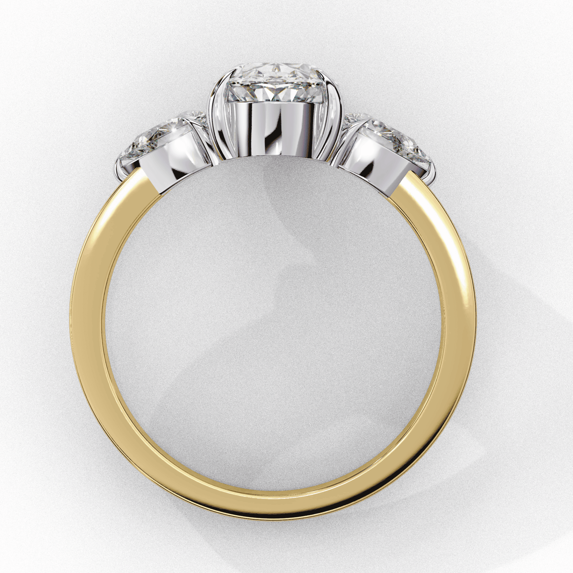1.5 Carat Oval Three Stone Solitaire Ring in Moissanite | House of Estara