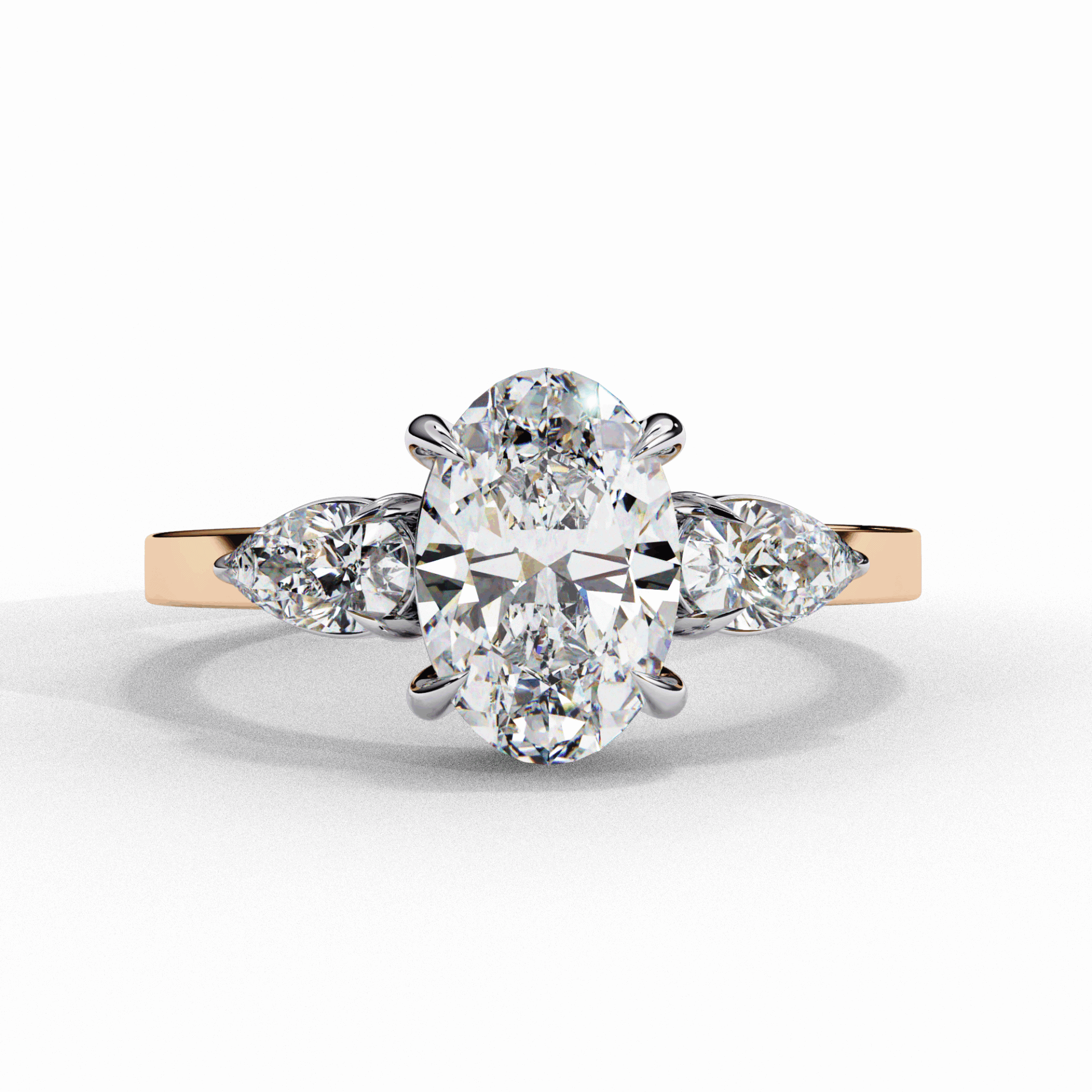1.5 Carat Oval Three Stone Solitaire Ring in Moissanite | House of Estara