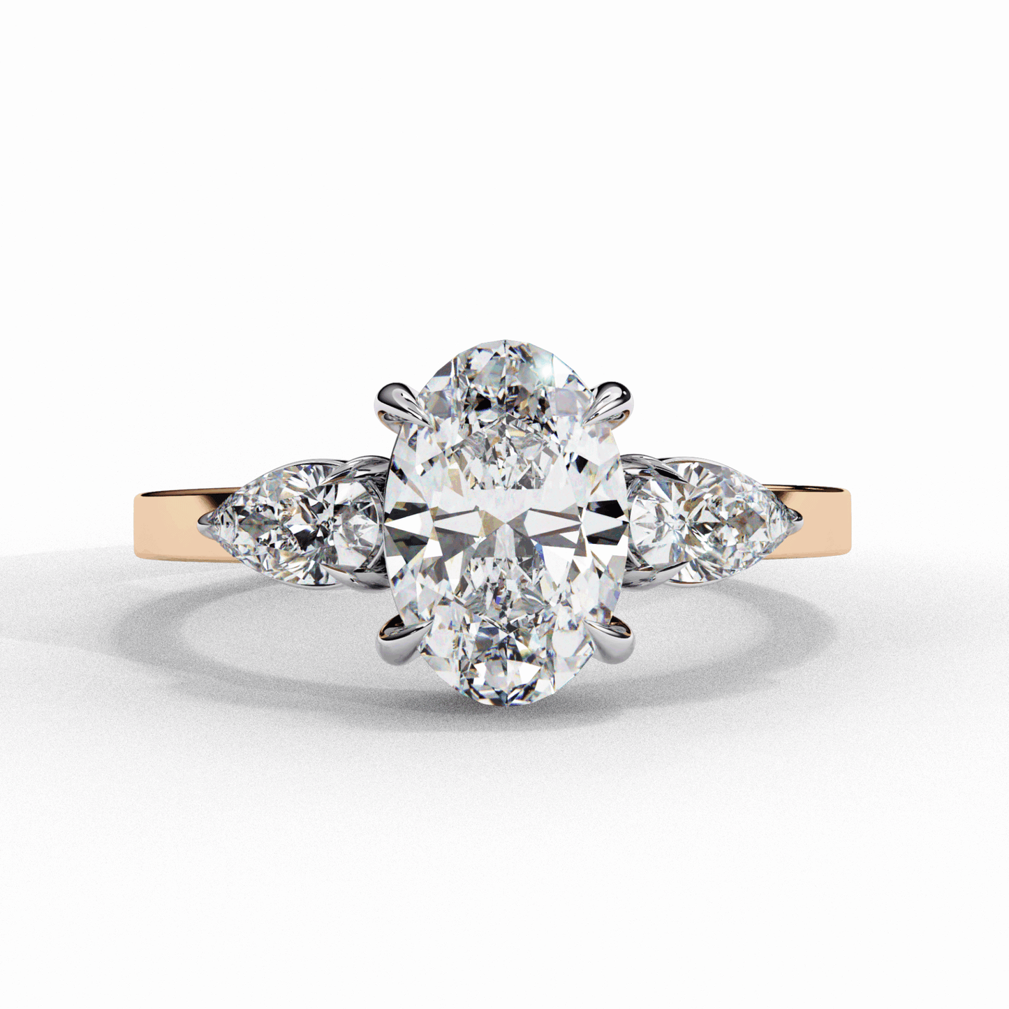 1.5 Carat Oval Three Stone Solitaire Ring in Moissanite | House of Estara