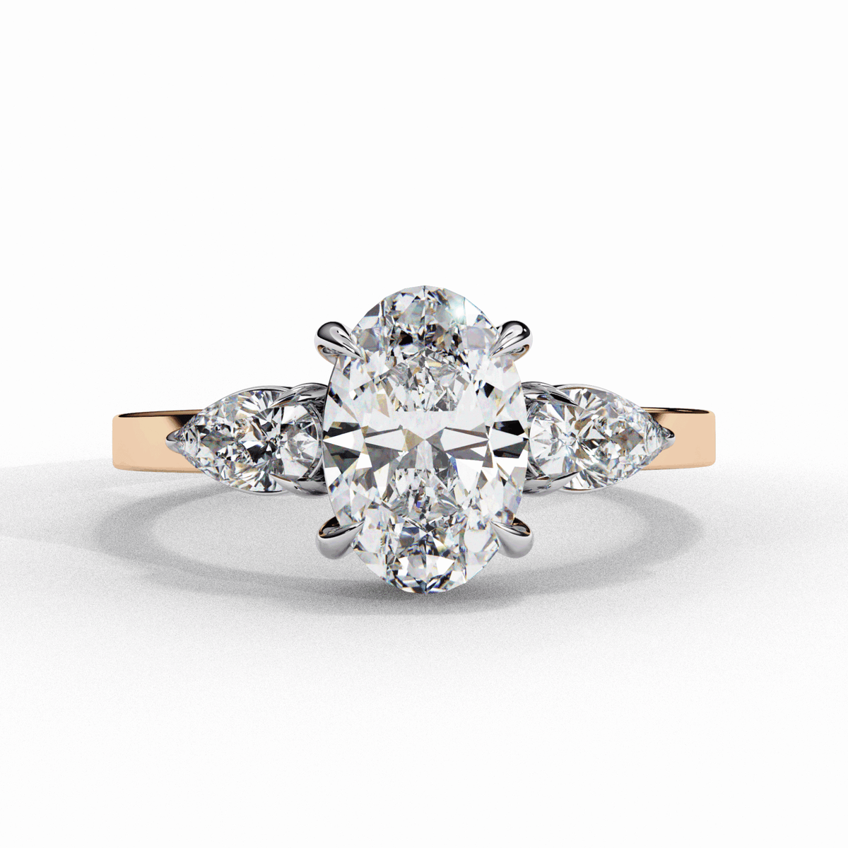 1.5 Carat Oval Three Stone Solitaire Ring in Moissanite | House of Estara