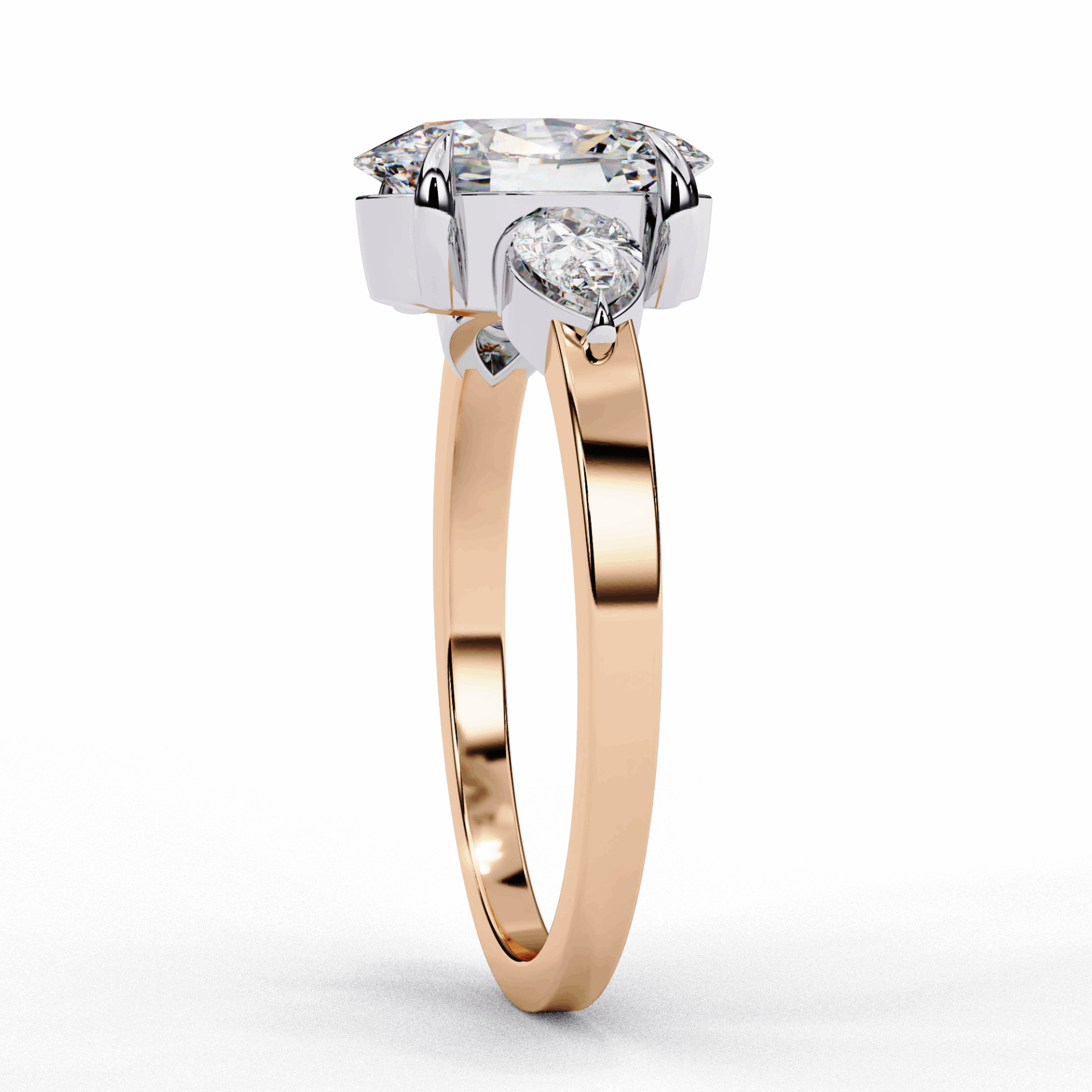 1.5 Carat Oval Three Stone Solitaire Ring in Moissanite | House of Estara