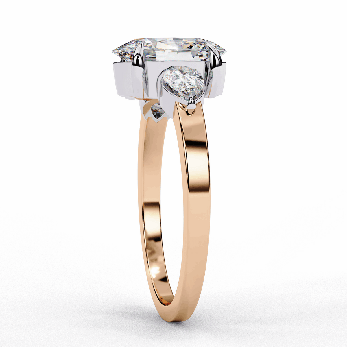 1.5 Carat Oval Three Stone Solitaire Ring in Moissanite | House of Estara