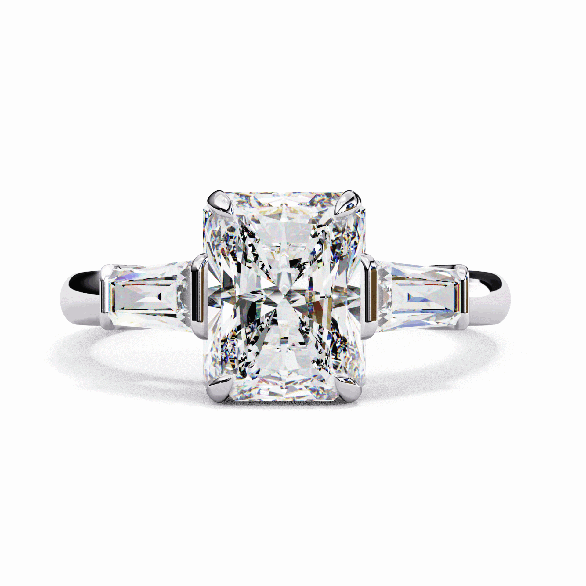 3.25 Carat Radiant and Baguette Edit Solitaire Ring in Moissanite | House of Estara