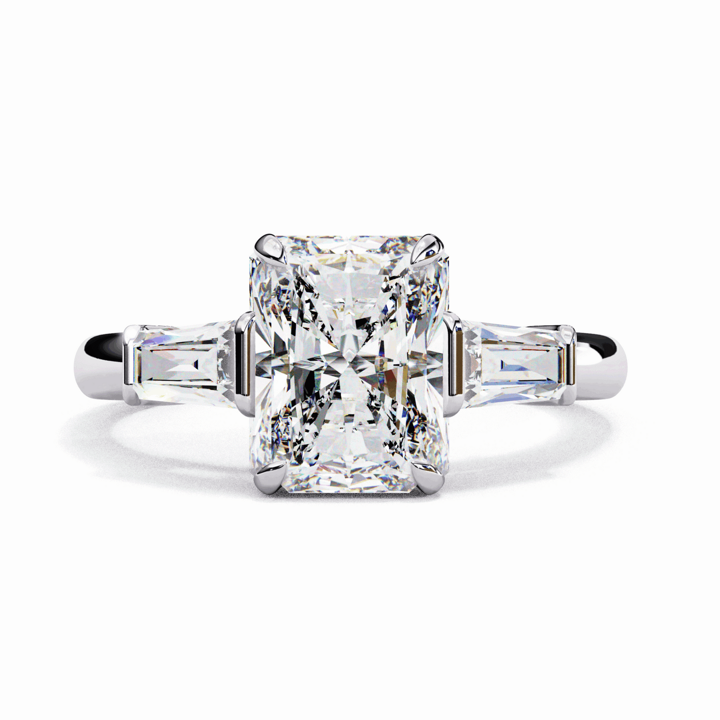 3.25 Carat Radiant and Baguette Edit Solitaire Ring in Moissanite | House of Estara