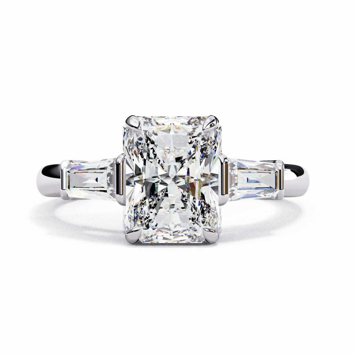 3.25 Carat Radiant and Baguette Edit Solitaire Ring in Moissanite | House of Estara