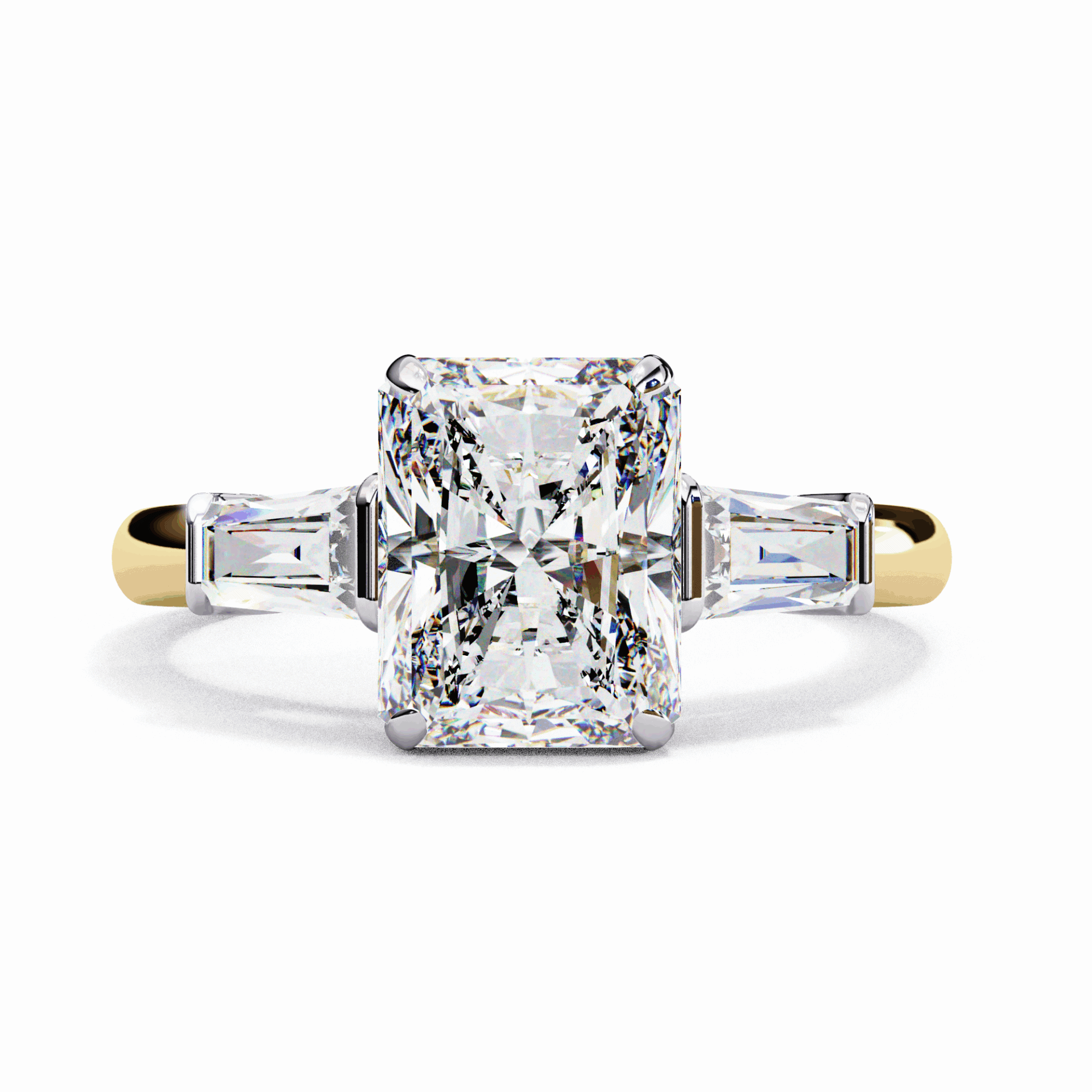 3.25 Carat Radiant and Baguette Edit Solitaire Ring in Moissanite | House of Estara