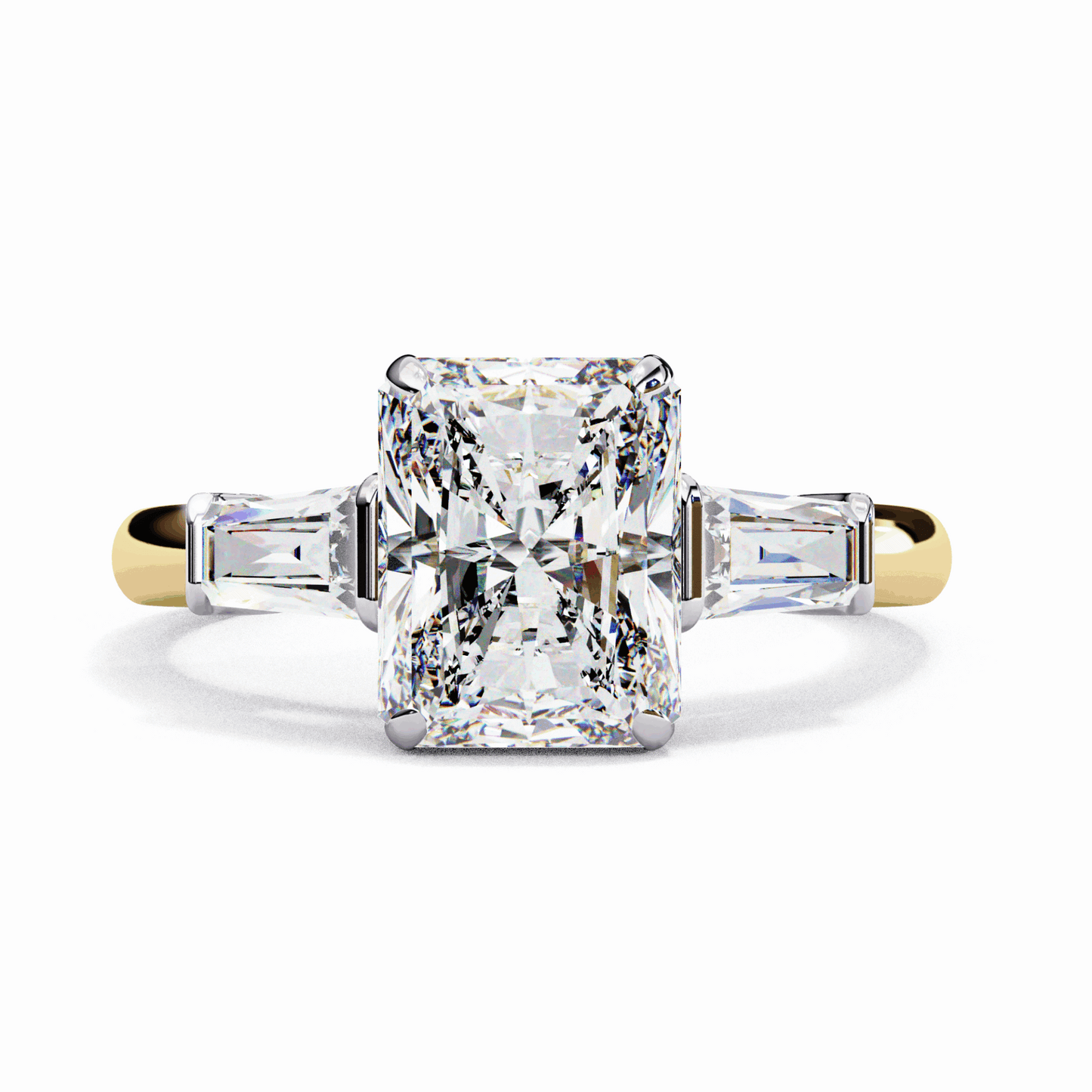 3.25 Carat Radiant and Baguette Edit Solitaire Ring in Moissanite | House of Estara